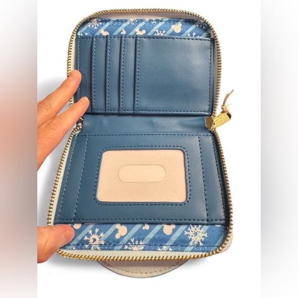 NWT Loungefly Disney Snowman Mickey & Minnie Snow Globe Zip-Around Wallet - Picture 4 of 5